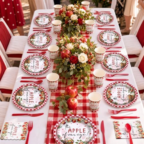 200 Pcs/25 Set The Apple of Our Eye Baby Shower Party Decoration - Image 5