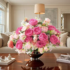 Peonies Artificial Flowers Bouquet, Lifelike Silk Fake Peonies with Stems for Home Table Centerpieces, Wedding, Party & DIY Bridal Floral Arrangements (12, Rose red + Pink) - Image 2