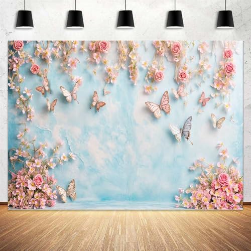 10x8ft Butterfly Floral Backdrop Birthday Colorful Flowers Photo Background for Girls Wedding Birthday Party Girls Princess Butterfly Theme Baby Shower Events Party Decorations Photo Booth Props by Unknown