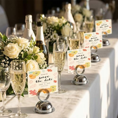MorningRo 24 Pcs Table Number Stands, Metal Place Card Holders, Silver - Image 6