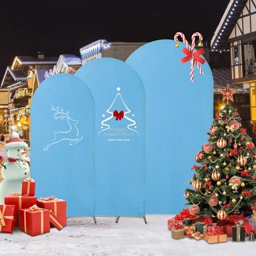Gawicpy Wedding Arch Backdrop Stand Set Metal Arch Backdrop Stand with Wedding Arch Cover, Wedding Balloon Arch Backdrop Stand for Birthday, Baby Shower, Anniversary (Blue, 4FT+5FT+6FT) - Image 2