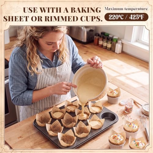 Sawysine 1500 Pcs Tulip Cupcake Liners Baking Greaseproof Wrappers Decor - Image 3