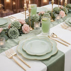 LIYH 150 Pcs Sage Green Plastic Plates - Dinnerware Set, Gold Silverware, Flower Plates Include Dinner & Dessert Plates, Knives, Forks for Wedding - Image 6