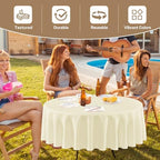 sancua Beige Round Tablecloth 108 Inch Fit 42-96 Inch Tables, 6 Pack - Image 4