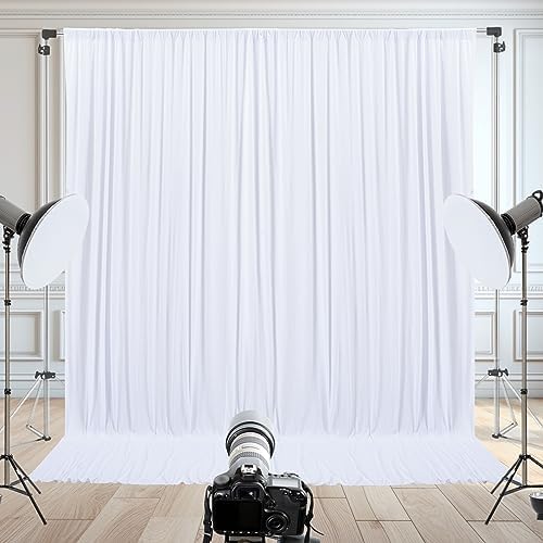 50x10ft White Backdrop Curtain for Wedding Parties Wrinkle Free Fabric White Drapes Backdrop Decoration for Baby Shower Birthday Photography Decoration 10 Panels, 5ft x 10ft - Image 7