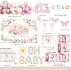 Hombae Tea Party Baby Shower Decorations, 139 PCs - A Baby Is Brewing Party Supplies with Teapot Backdrop, Pink Balloons Garland, Floral Garden Tablecloth, Cake Topper Mommy to Be Sash - Image 2