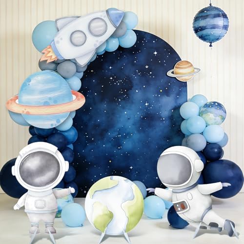5 Pcs Outer Space Baby Shower Decorations, Astronaut Rocket Planet Earth Cardboard Cutouts Standups, Space Themed Photo Booth Props Signs for Kids Birthday Party Outdoor Yard Lawn Decor - Image 2