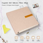 Spbapr Large Photo Album Self Adhesive Magnetic Scrapbook,DIY Scrapbook Album for 4x6 5x7 8x10 Picture,60 Pages Linen Cover Memory Book for Wedding Family Baby Pets, with Metallic Pen and Scraping - Image 4