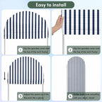 Strip Spandex Arch Backdrop Cover 6.6FT for Balloon Garland Farmhouse Strip Navy Blue Double-Sided Chiara Backdrop Stand Cover Elastic Fitted Fabric Background for Birthday Party Baby Shower Decor - Image 5