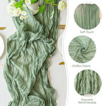 Sioloc 10 Pack Sage Green Cheesecloth Table Runner 120'' x 35'',Spring Easter Decor Soft Gauze Boho Wedding Table Decor for 10ft Table Birthday Party,Baby Shower, Bridal Shower, Home & Event Decor - Image 3