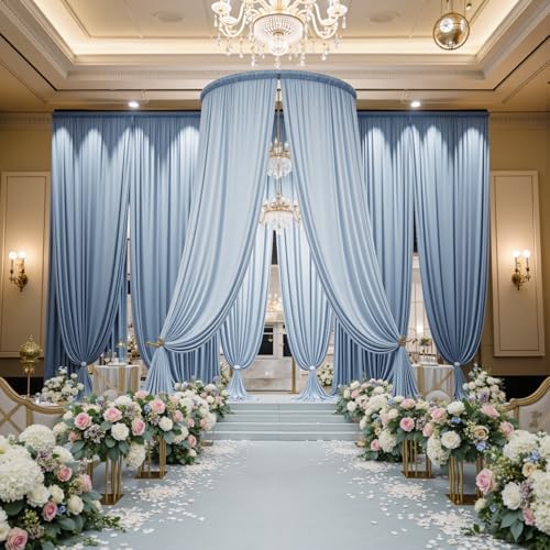 40ftx15ft Dusty Blue Backdrop Curtains for Parties, Wrinkle Free Polyester Photo Backdrop Drapes 8 Panels 15 ft Long Back Drop Cloth Drapery for Wedding Birthday Photography Background Party - Image 6