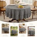 Romanstile Gingham Ruffled Round Tablecloth, 70 Inch, Black - Image 6