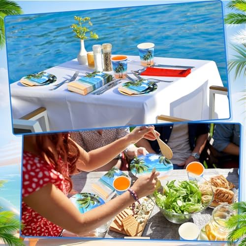 Funnymoom 250 Pcs Tropical Beach Summer Paper Plates Napkins Cups Serves 50 - Image 5
