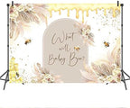 Mocsicka Boho Bee Theme Baby Shower Backdrop Honeycomb Bee Pampas Grass Floral Party Decorations What Will Baby Bee Gender Reveal Cake Table Banner Supplies (10x7ft) - Image 3