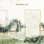 Wedding Sign Holder, Adjustable Welcome Sign Stand w/ Leather Hanging Strap, Satin Ribbon & Carry-on Bag, Heavy Duty Easel Stand for Wedding Seating Chart, Display & Poster (Gold) - Image 3