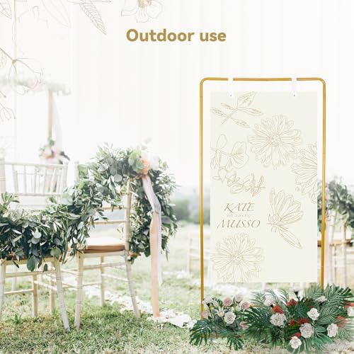 Wedding Sign Holder, Adjustable Welcome Sign Stand w/ Leather Hanging Strap, Satin Ribbon & Carry-on Bag, Heavy Duty Easel Stand for Wedding Seating Chart, Display & Poster (Gold) - Image 3