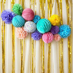 PapaKit Premium Paper Decoration Set - Pom Pom, Honeycomb and Accordion Lantern (Festive Colors) Birthday Party Baby Shower Bride to Be Engagement Wedding Events - Image 3