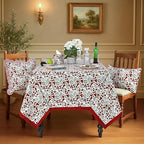 Ridhi Garnet Red Hand Block Print Cotton Rectangle Tablecloth 120 x 80 Inch - Image 2