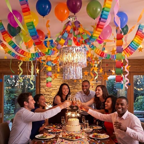 Fancy Princess Birthday Party Decor Garland, Rainbow, Large, 5 Pcs - Image 6