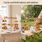 Metal 3 Tier Cupcake Stands,Removable Swing Tray & Decor Set, Gold - Image 5