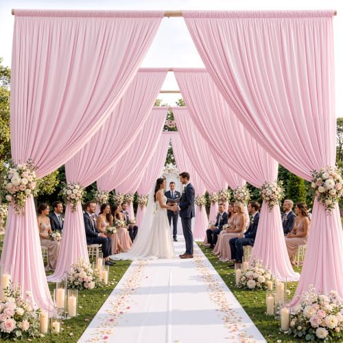 50ft×15ft Light Pink Backdrop Curtain for Wedding Parties by PartyVillage