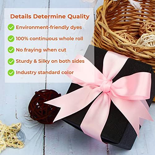 Ribbli Double Faced Light Pink Baby Pink Satin Ribbon,1” x Continuous 25 Yards,Use for Bows Bouquet,Gift Wrapping,Baby Shower,Floral Arrangement (Pack of 3) - Image 3
