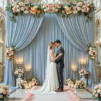 Dusty Blue Backdrop Curtains for Wedding, Wrinkle Free Polyester Photography Backdrop Drapes 16x10FT Photo Backdrop for Baby Shower Birthday Parties Stage Photoshoot Background Decorations - Image 3