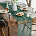 Artoid Mode 10-Pack Pearl Dark Green Gauze Table Runner 10FT Home Decor - Image 2