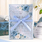 50 Set Wedding Invitations with Envelopes and Rsvp Cards Baby Blue by AdasBridal