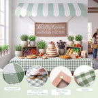 Tallew 3 Pcs Locally Grown Baby Shower Decorations Farmers Market Party Decor with 3D Awning Locally Grown Baby on the Way Sign 54 x 108" Check Tablecloth for First Birthday Farmers Market(Green) - Image 3