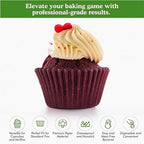 Regency Wraps Baking Decoration Bundle – 40 Burgundy Baking Cups + 80 Heavy-Duty 21" Red Piping Bags for Cupcakes, Pastries, and Professional Cake Decorating - Image 2