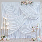 20ft x 10ft Wrinkle Free White Wedding Backdrop Curtains for Party Bridal Shower Reception Decorations White Fabric Curtain Backdrops Drapes for Photography Baby Shower Birthday Background by Tao-GePartyDecorations