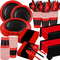 Funnymoom 218 Pcs Red and Black Party Decorations Tableware Set, Serves 24 by Funnymoom