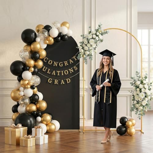 Arttown 7.2FT Gold Metal Arch Backdrop Stand and Black Arch Cover Set - Image 7