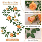 U'Artlines 3 Pack Artificial Orange Rose Garlands Flower Vines 19.5 ft - Image 3