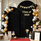 Black and Red Arch Backdrop Cover 7.2FT 6FT Wedding Arch Covers Stretchy Backdrop Set of 2 Spandex Fitted Double-Color Fabric Backdrops for Party Baby Shower Birthday Decoration - Image 3