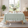 Eternal Beauty Striped Ruffled Tablecloth 52x70 Inch Green White by EternalBeauty