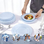 Tinybee 60PCS Light Blue Plates - Heavy Duty Baby Blue Plates - Image 5