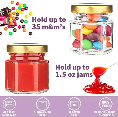 Syntic 60 Pcs 1.5 Oz Mini Honey Jars with Airtight Lids,Hexagon Glass - Image 5