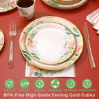 Floral Party Supplies - Bridal Shower Paper Plates & Napkins Set for 24 Guests - Disposable Dinnerware: Plates, Cups, Cutlery for Baby Shower, Tea Party - Image 3