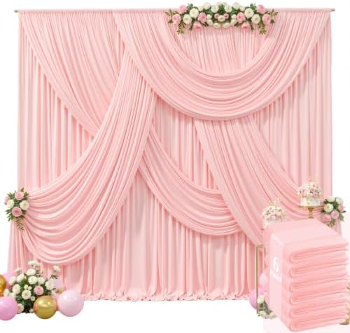 30ft x 15ft Blush Pink Wrinkle Free Backdrop Curtains for Wedding Party Backdrops Curtain Drapes Fabric Decorations Photo Back Drop Cloth for Baby Shower Photography Stage Reception by Tao-GePartyDecorations