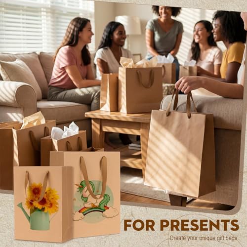 PerKoop 80 Pack Kraft Gift Bags with Handles 4 Sizes,Vertical,Brown - Image 6