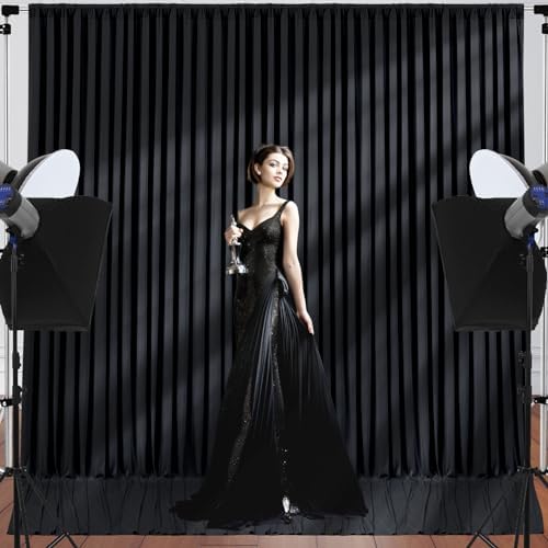 10ft x 10ft Black Backdrop Curtains, 2 Panels Black Drapes for Backdrop - Image 6