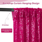 Hot Pink Sequin Backdrop Curtain Panels Stage 2 Pcs 5FTx10FT Wedding Party Background Drapes - Image 4