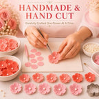 CONFECT Handmade Edible Gum Paste Flower Decorations – Blush Blossom Duo – 60 Piece Assorted Sugar Flower Set with Pearl Centers, Hand Cut Cake Flowers for Cakes, Cupcakes, Cookies & Desserts - Image 5