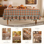 Romanstile Thanksgiving Plaid Ruffled Tablecloth Rectangle 60x102 Inch Rust - Image 6