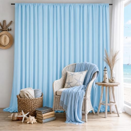Baby Blue/Light Blue Backdrop Curtains 10ftx10ft Polyester Photo Drapes - Image 2