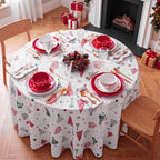 Ganeen 12 Pcs Christmas Tree Tablecloth Round Red Green Round Plastic 84 in - Image 2