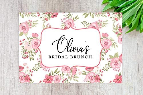 Andaz Press Custom Personalized Disposable Paper Placemats, 12 x 18 Inch, Set of 25, Custom Bridal Brunch Pink Floral, Tableware, Dining, Tabletop, Table Setting for Bridal Shower, Bridal Brunch - Image 4