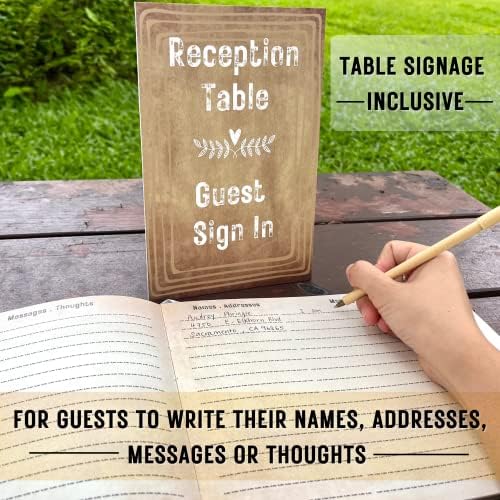 Rustic Guest Book for Wedding, Funeral, Memorial | Guest Book for Funeral Hardcover | Guestbook for Sign in, Celebration of Life Memorial Service | Guest Sign Book with Memory Table Card Sign Included - Image 3